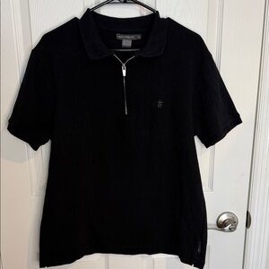 French Connection  short sleeve Dark Polo with quarter zip
